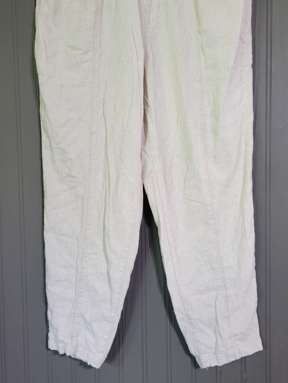 Old Navy Linen Blend Pull-On Ankle Pants  Elastic Waist Cream Women's Medium - Picture 4 of 10
